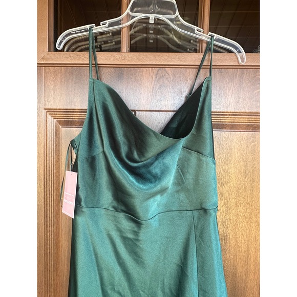 NEW BIRDY GREY Women M Lisa Shiny Satin Emerald Maxi Formal Bridal Dress - Picture 6 of 10